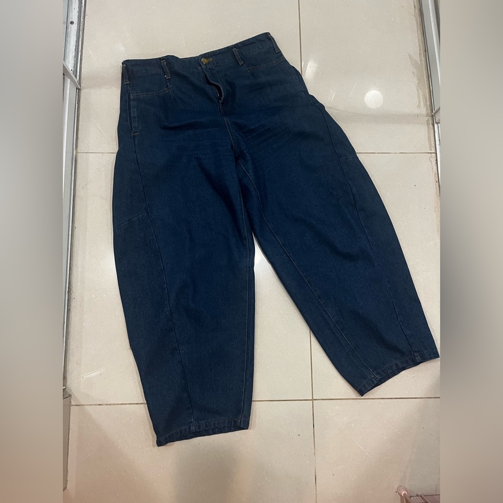 Dark Blue Denim barrel Jeans